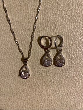 Necklace & Earrings 5A CZ Set 925 Sterling Silver